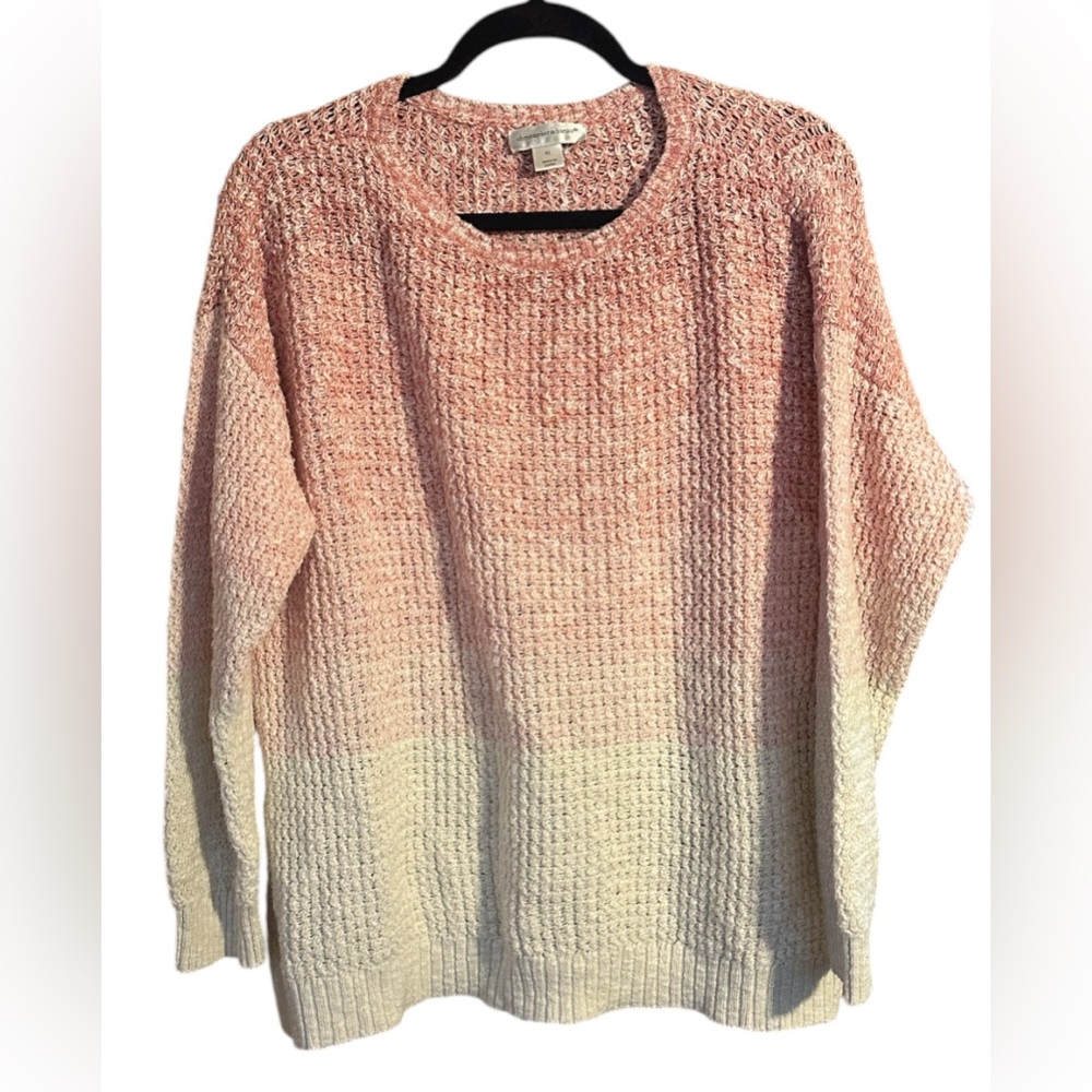 Christopher & Banks Ombre Knit Sweater Womens XL Pink/Cream Gradient Pullover